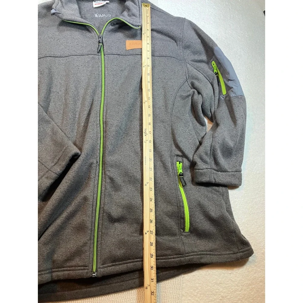 Claas Fleece Full Zip Sweater Mens 5XL Gray Mock Neck Jacket Sleeve Pocket